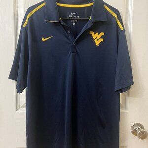 NIKE Team Dri-fit West Virginia Mountaineers WVU Short Sleeve Polo Size‎ Large